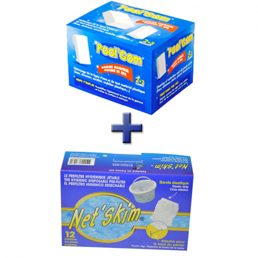 SPARPAKET: 1x PoolGOM Swimmingpoolradierer + 1x Net`Skim Skimmernetze
