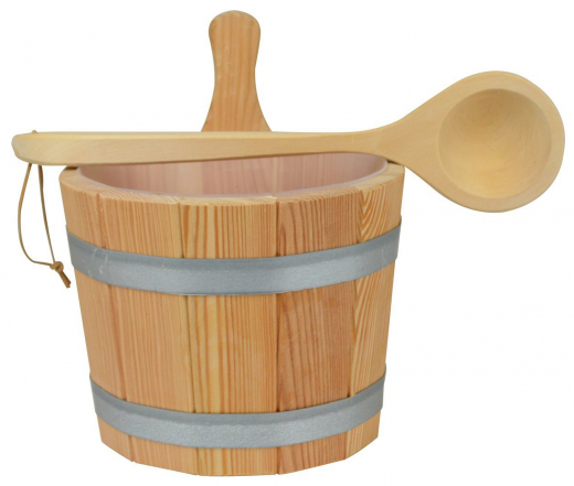 Sauna Set L?rchenholz bestehend aus Saunaeimer + Einsatz + L?ffel