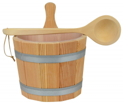Sauna Set L?rchenholz bestehend aus Saunaeimer + Einsatz + L?ffel